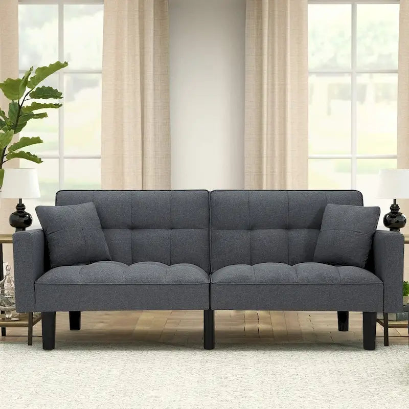 74-calowa nowoczesna pikowana sofa futon z funkcją spania