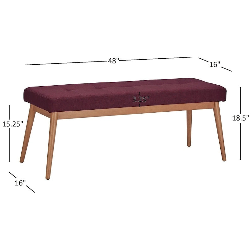 Oak Angled Leg Linen Dining Bench
