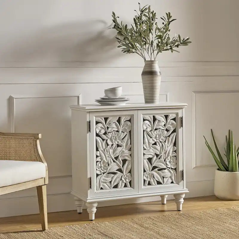 Traditional 32" Tall 2-Door Accent Cabinet with LED Light