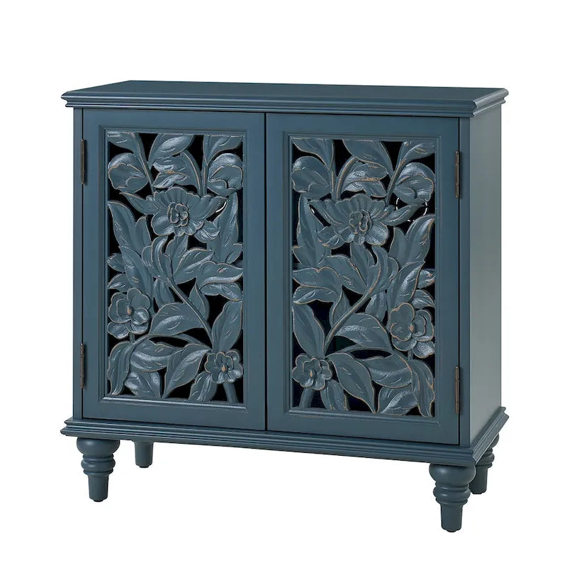 Traditional 32" Tall 2-Door Accent Cabinet with LED Light
