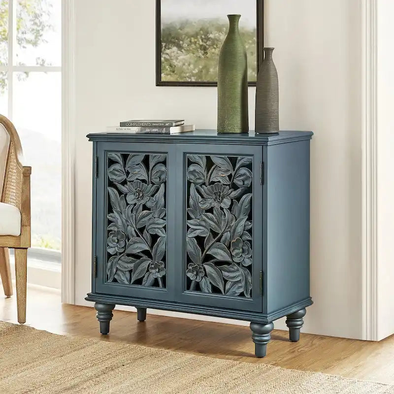 Traditional 32" Tall 2-Door Accent Cabinet with LED Light