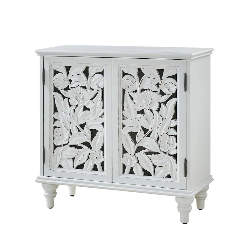 Traditional 32" Tall 2-Door Accent Cabinet with LED Light