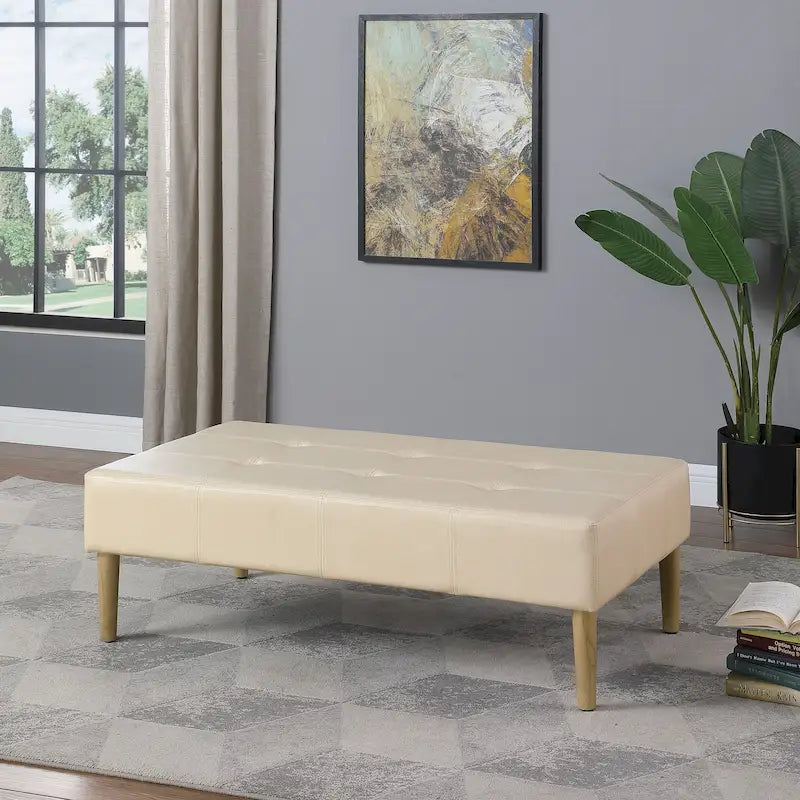 Tufted Coffee Table Ottoman - Faux Leather