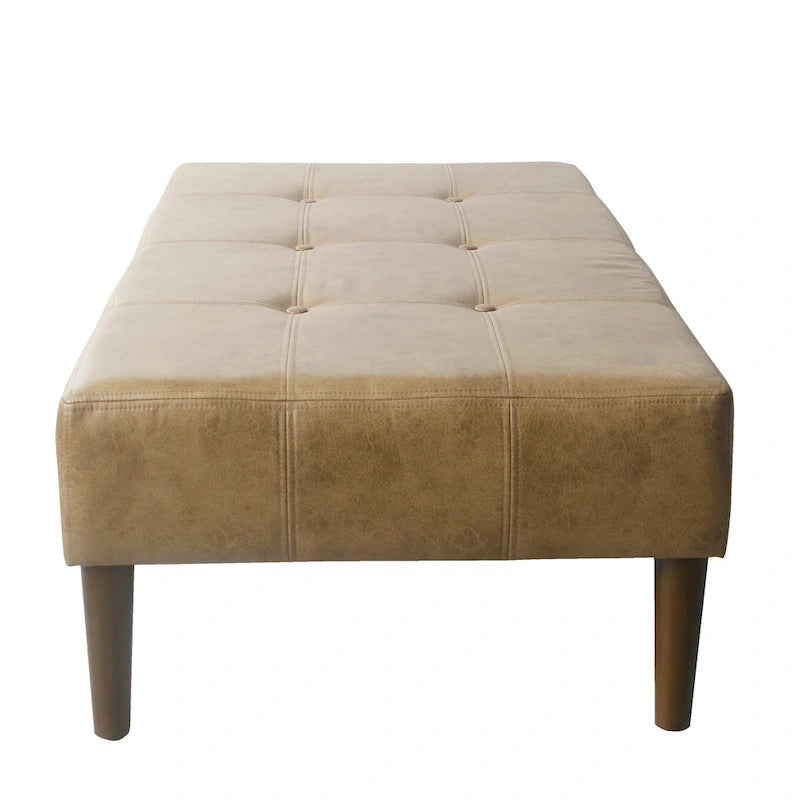 Tufted Coffee Table Ottoman - Faux Leather