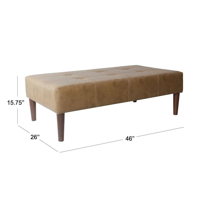 Tufted Coffee Table Ottoman - Faux Leather