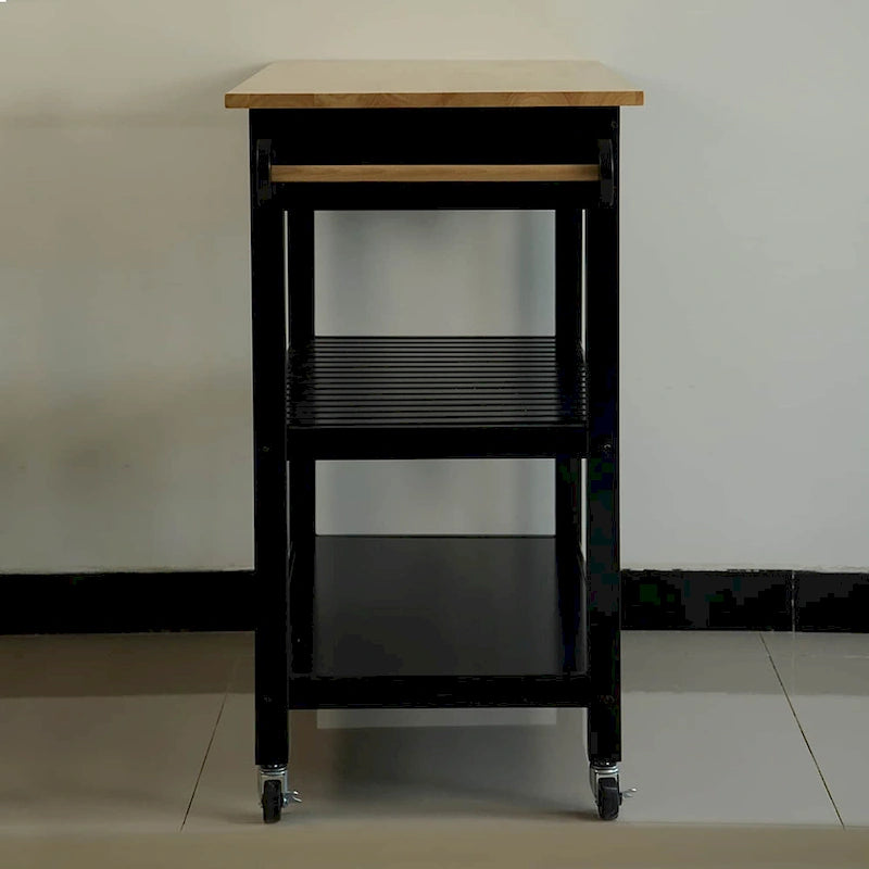 Kitchen Island Cart with Solid Wood Top and Locking Wheels