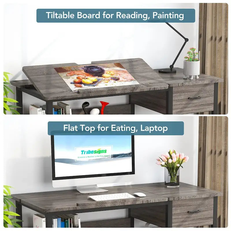 47 Inch Drafting Table with Adjustable Top
