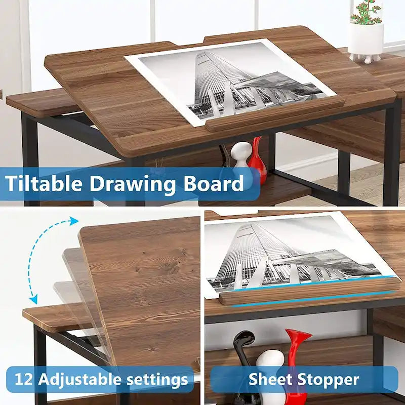 47 Inch Drafting Table with Adjustable Top