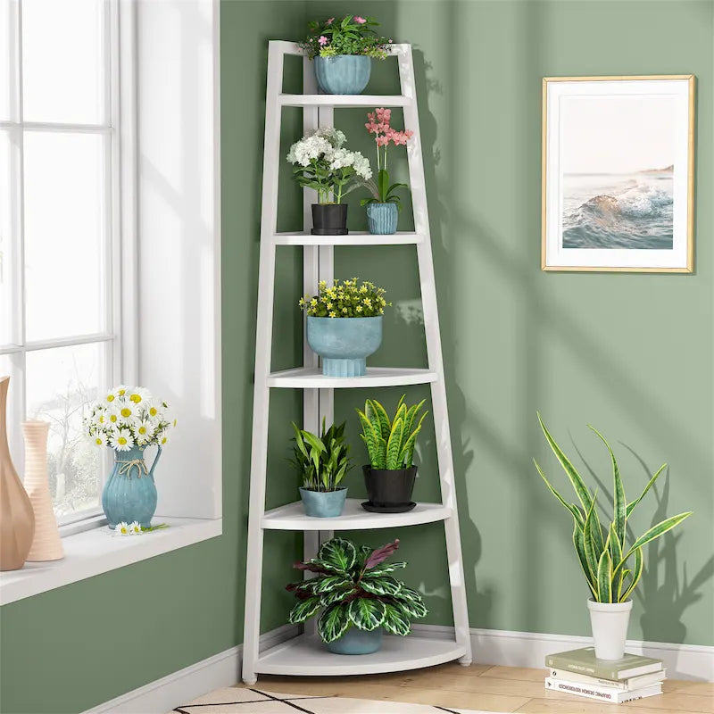 5-Tier Tall Corner Shelf, Bathroom Tower Shelves, 70 Inches