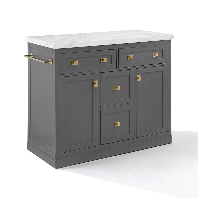 Kitchen Island with Faux Marble Countertop
