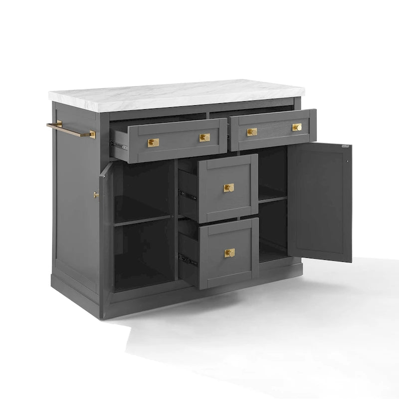 Kitchen Island with Faux Marble Countertop