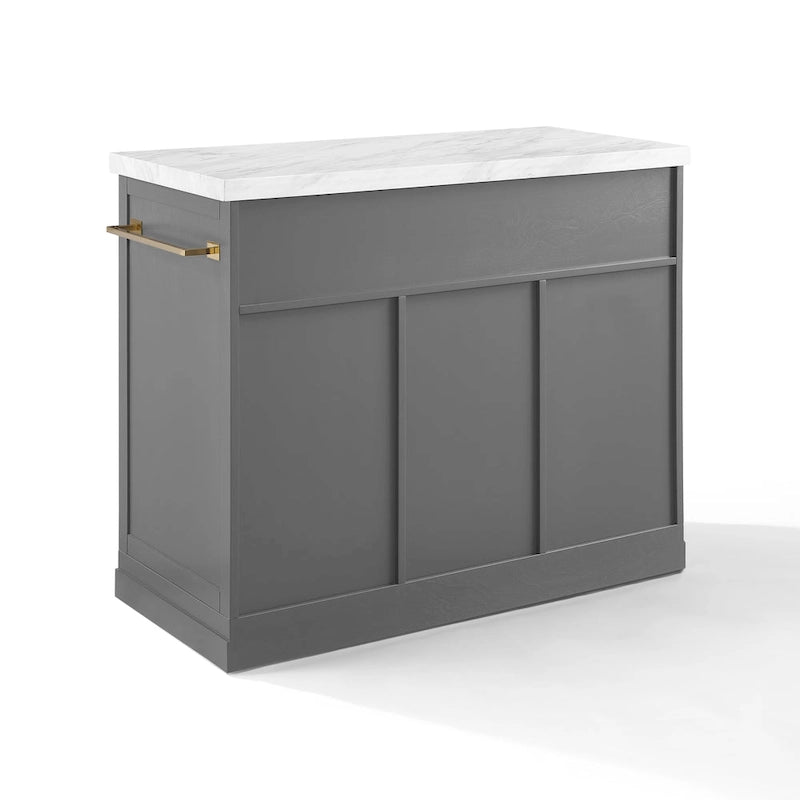 Kitchen Island with Faux Marble Countertop
