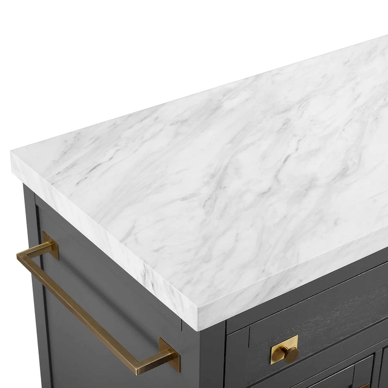 Kitchen Island with Faux Marble Countertop