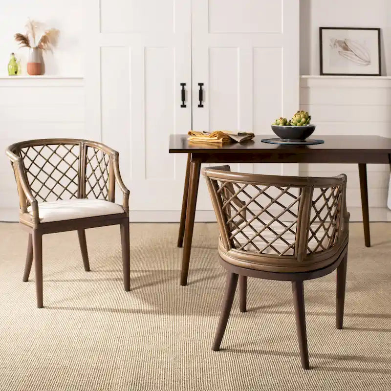 Rattan Lattice Arm Chair - 22.3"W x 23"D x 31.3"H