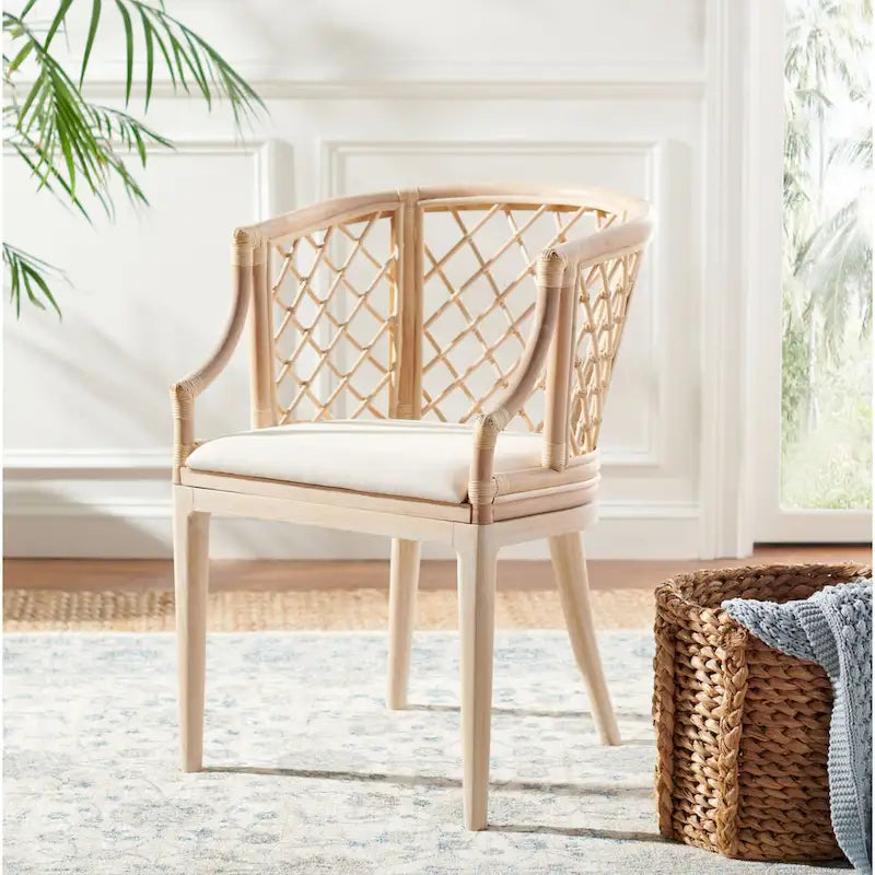 Rattan Lattice Arm Chair - 22.3"W x 23"D x 31.3"H