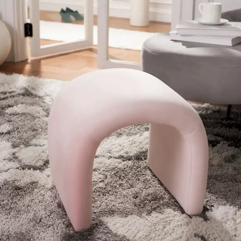 Curved Waterfall Velvet Ottoman