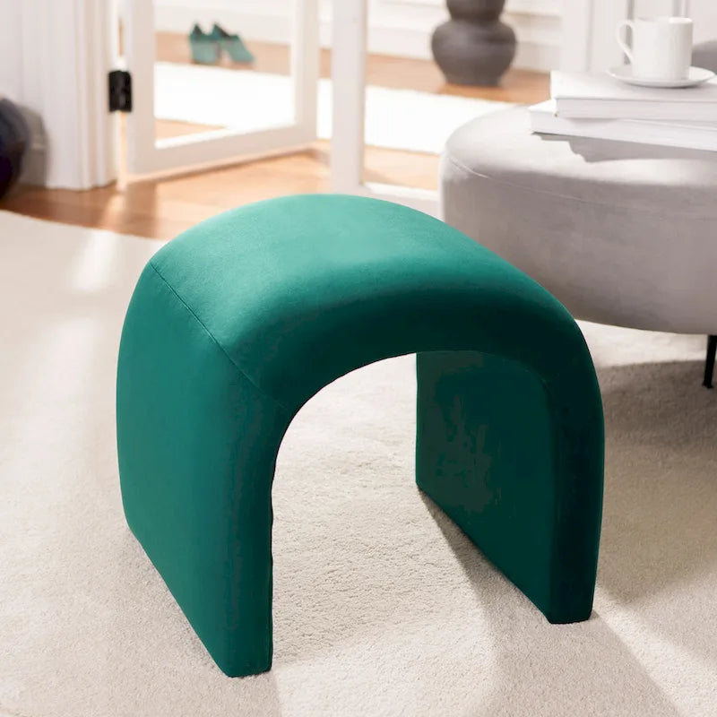 Curved Waterfall Velvet Ottoman