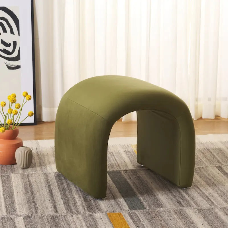 Curved Waterfall Velvet Ottoman