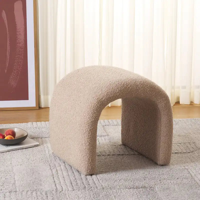 Curved Waterfall Velvet Ottoman