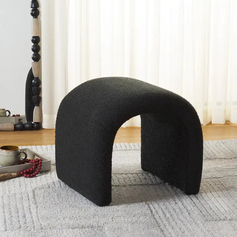 Curved Waterfall Velvet Ottoman