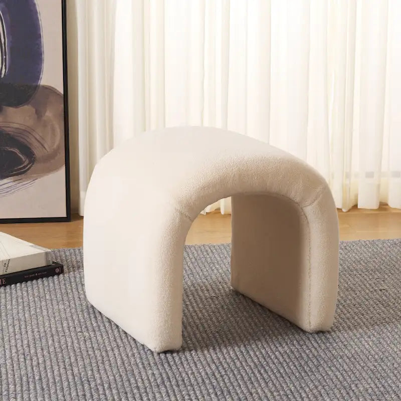 Curved Waterfall Velvet Ottoman