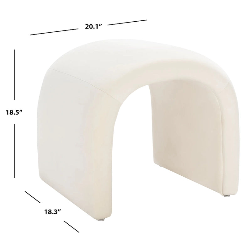 Curved Waterfall Velvet Ottoman