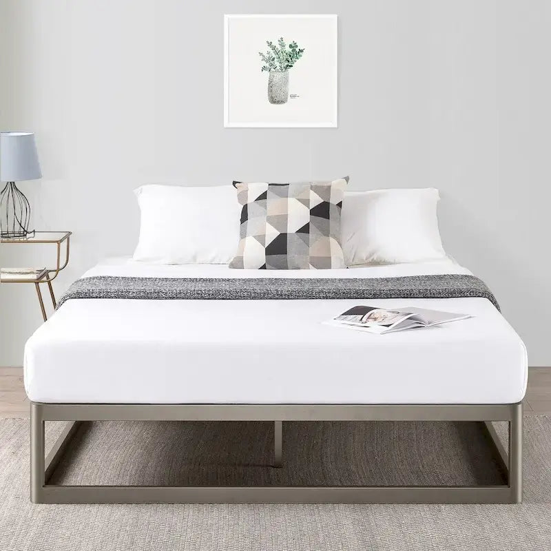 12-Inch Heavy Duty Metal Platform Bed Frame - Grey