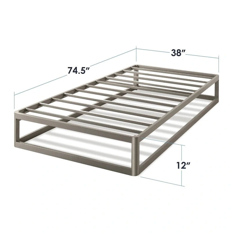 12-Inch Heavy Duty Metal Platform Bed Frame - Grey