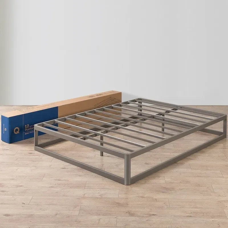 12-Inch Heavy Duty Metal Platform Bed Frame - Grey