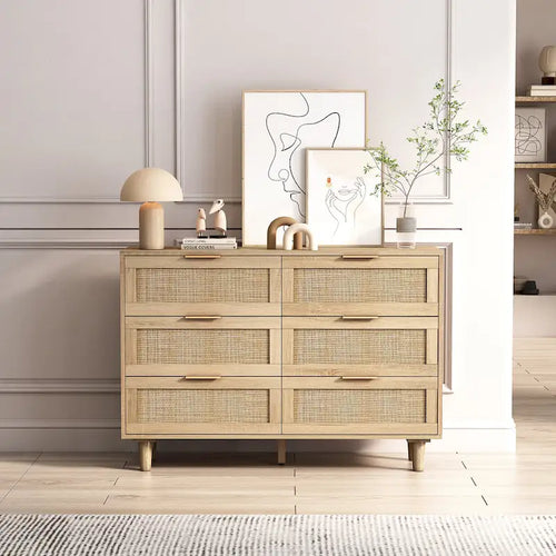 Commode en rotin à 6 tiroirs