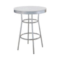 42 Inch Round Bar Table with Ribbed Apron and Glossy White Lacquer