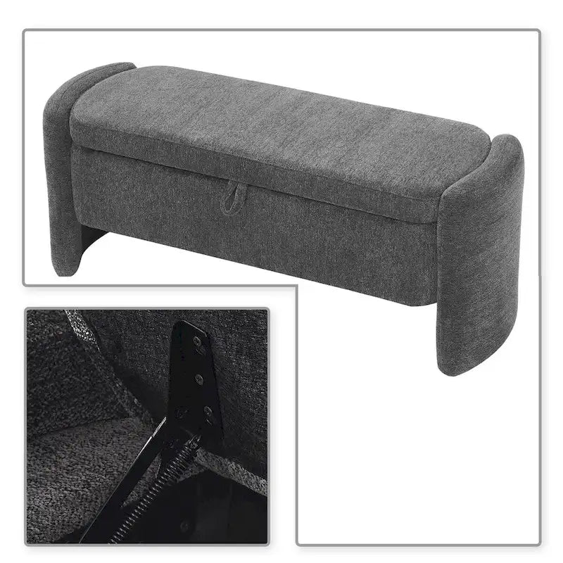 Chenille Fabric Upholstered Storage Bench