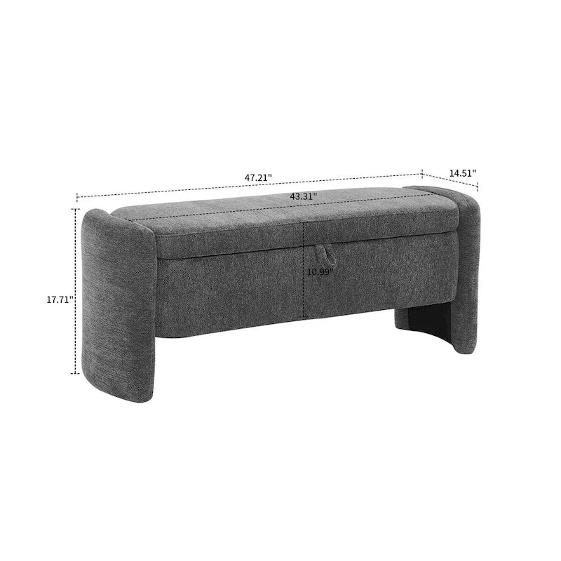Chenille Fabric Upholstered Storage Bench
