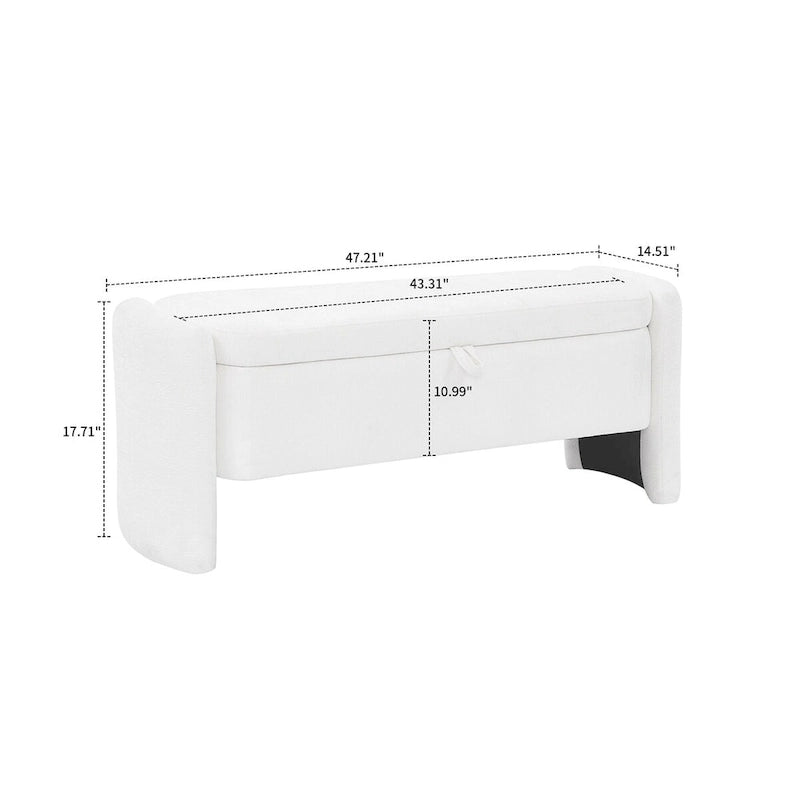Chenille Fabric Upholstered Storage Bench