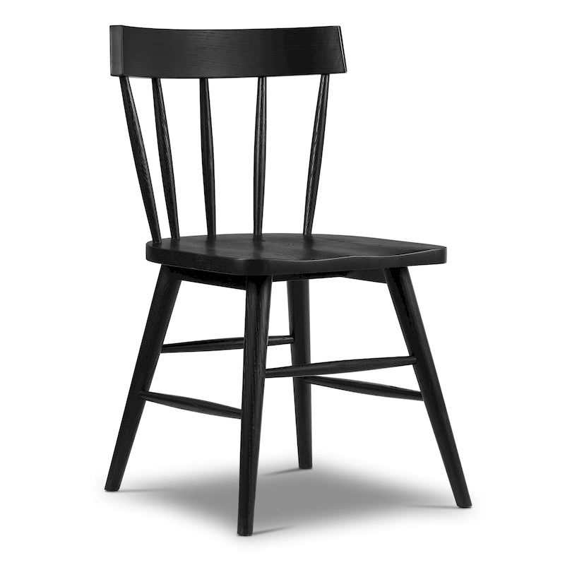 Windsor-Style Dining Chair - Solid Oak Wood with Spindle Back