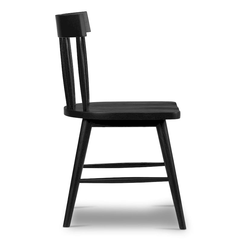 Windsor-Style Dining Chair - Solid Oak Wood with Spindle Back