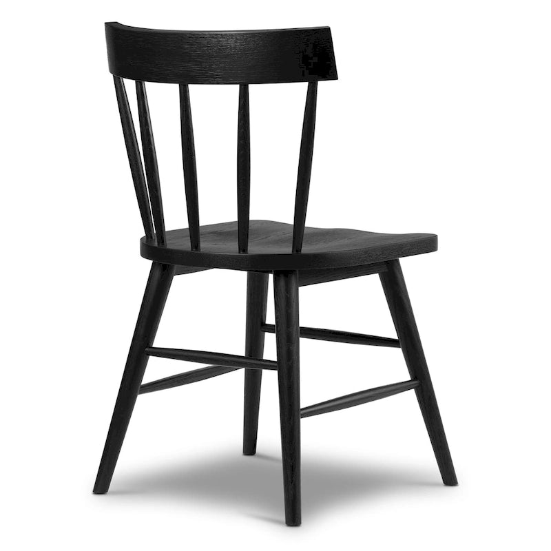 Windsor-Style Dining Chair - Solid Oak Wood with Spindle Back