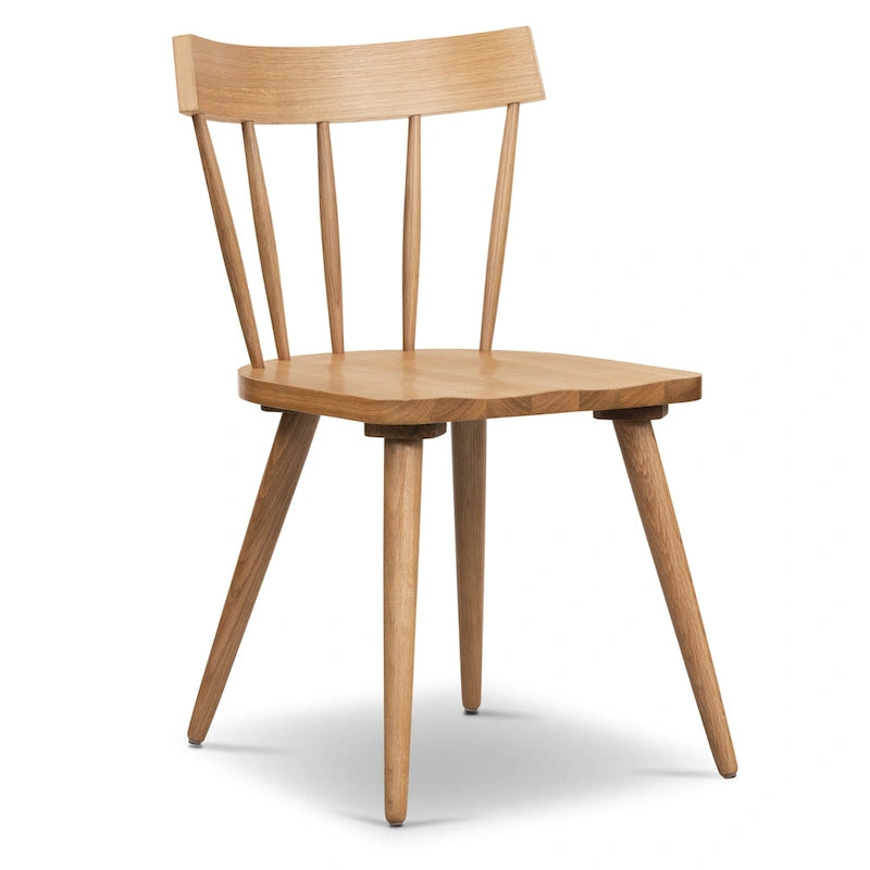 Windsor-Style Dining Chair - Solid Oak Wood with Spindle Back