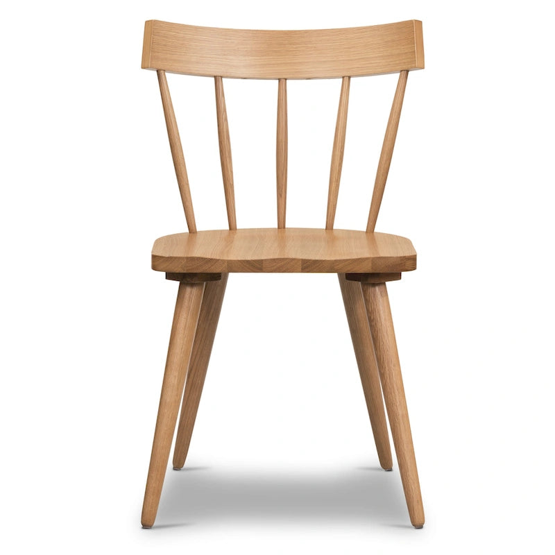 Windsor-Style Dining Chair - Solid Oak Wood with Spindle Back