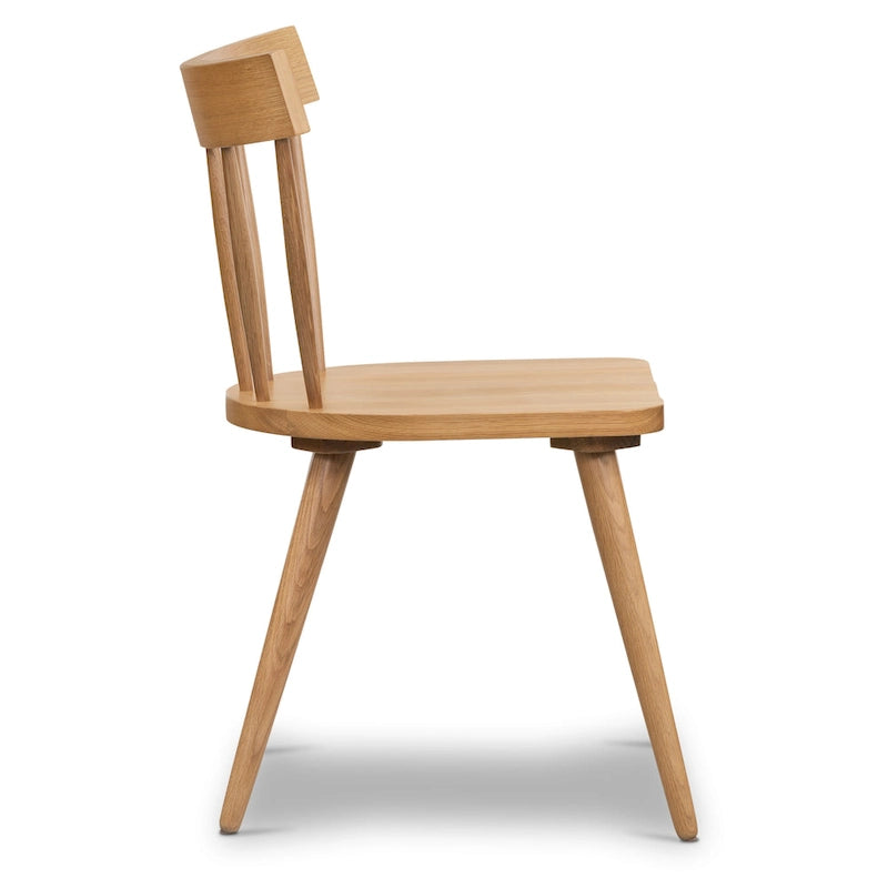 Windsor-Style Dining Chair - Solid Oak Wood with Spindle Back