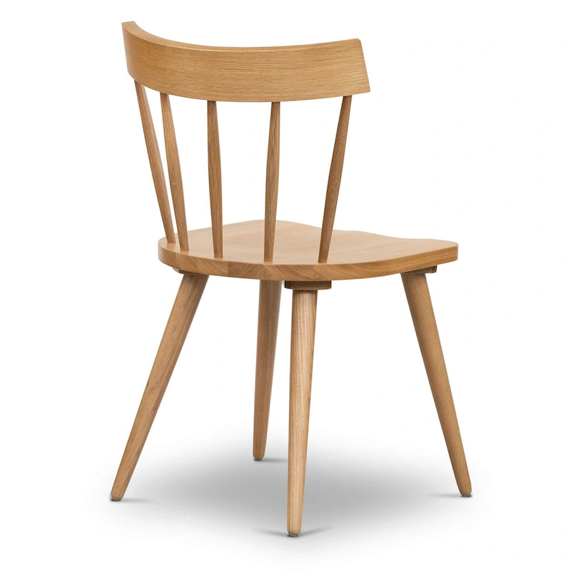 Windsor-Style Dining Chair - Solid Oak Wood with Spindle Back