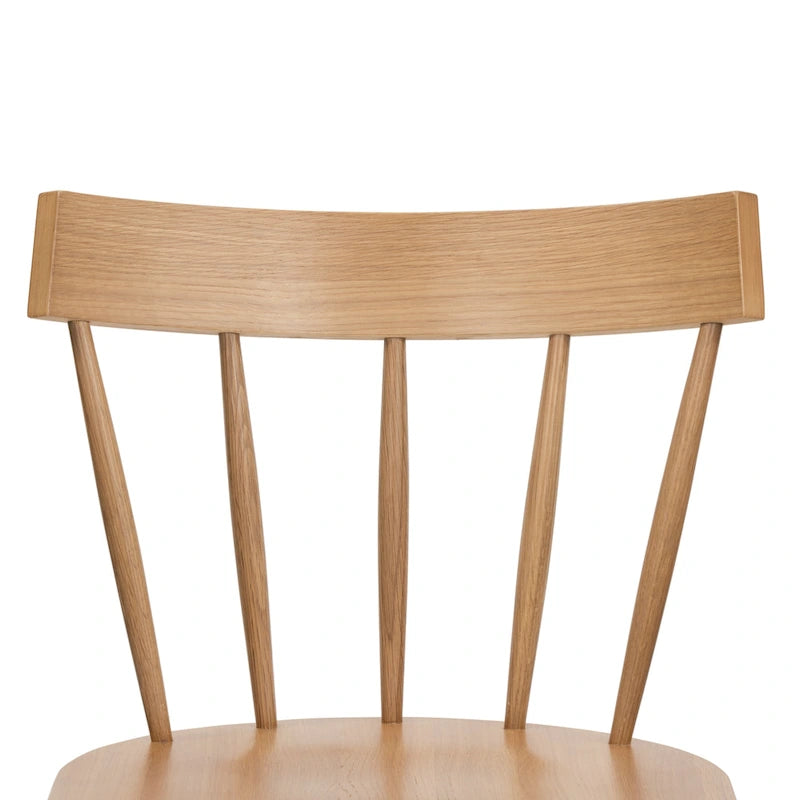 Windsor-Style Dining Chair - Solid Oak Wood with Spindle Back