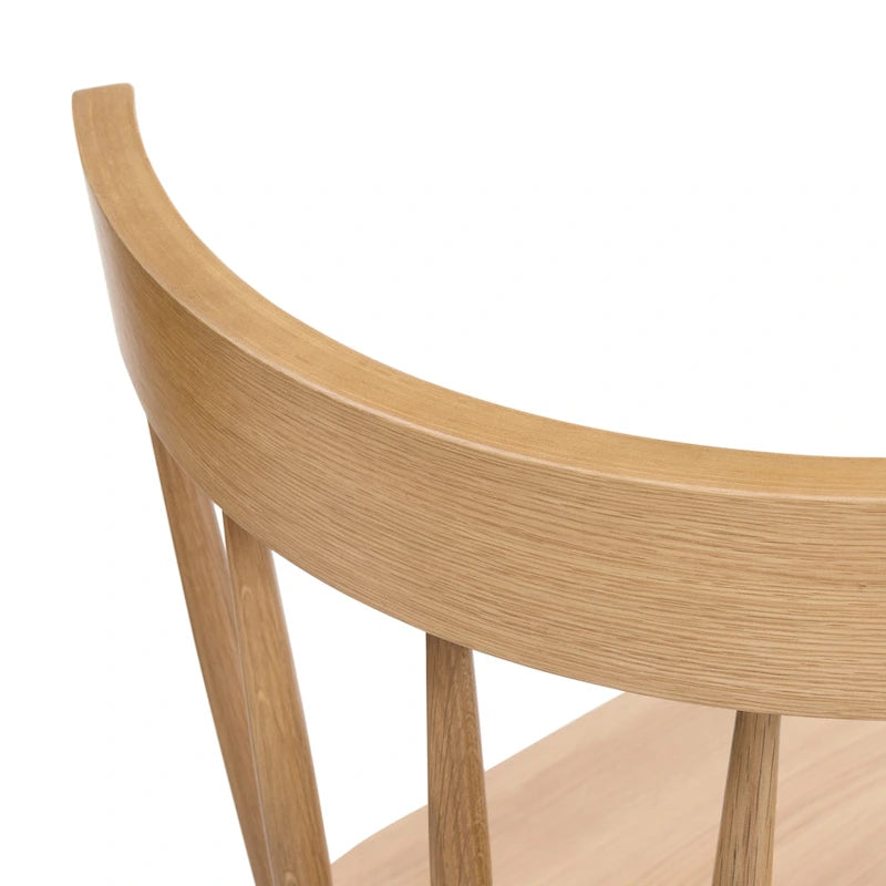 Windsor-Style Dining Chair - Solid Oak Wood with Spindle Back