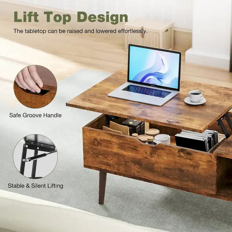 Lift Top Coffee Table with Hidden Storage Compartment