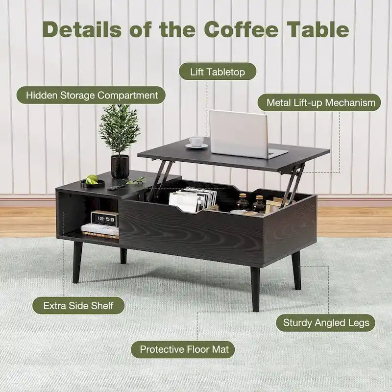 Lift Top Coffee Table with Hidden Storage Compartment
