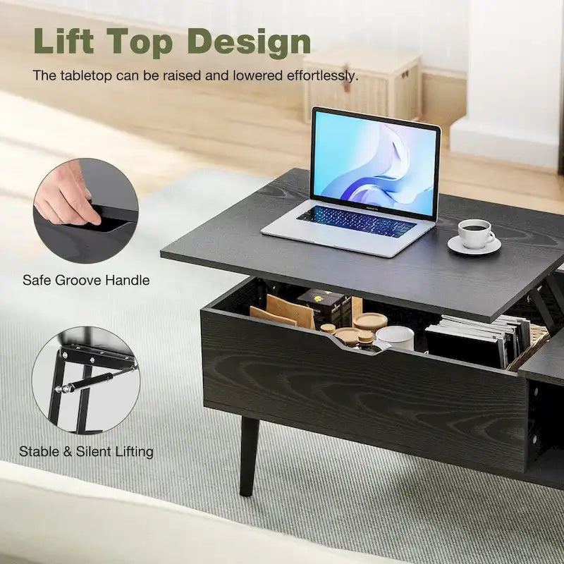 Lift Top Coffee Table with Hidden Storage Compartment
