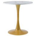 White with Gold Pedestal Base 28-Inch Round Bistro Dining Table