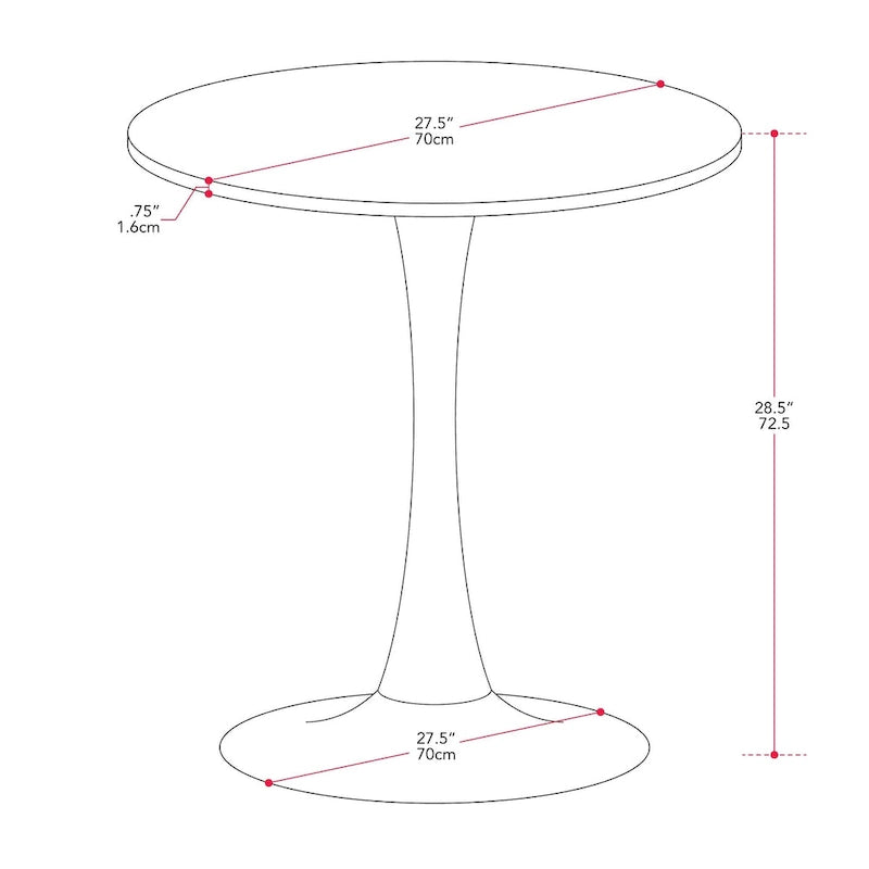 White with Gold Pedestal Base 28-Inch Round Bistro Dining Table