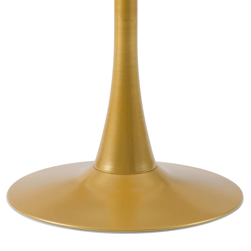 White with Gold Pedestal Base 28-Inch Round Bistro Dining Table