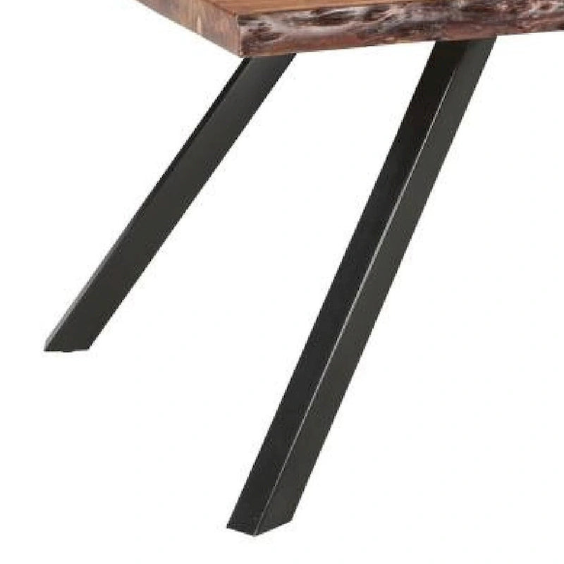 80-Inch Acacia Wood Dining Table with Live Edges, Brown & Black
